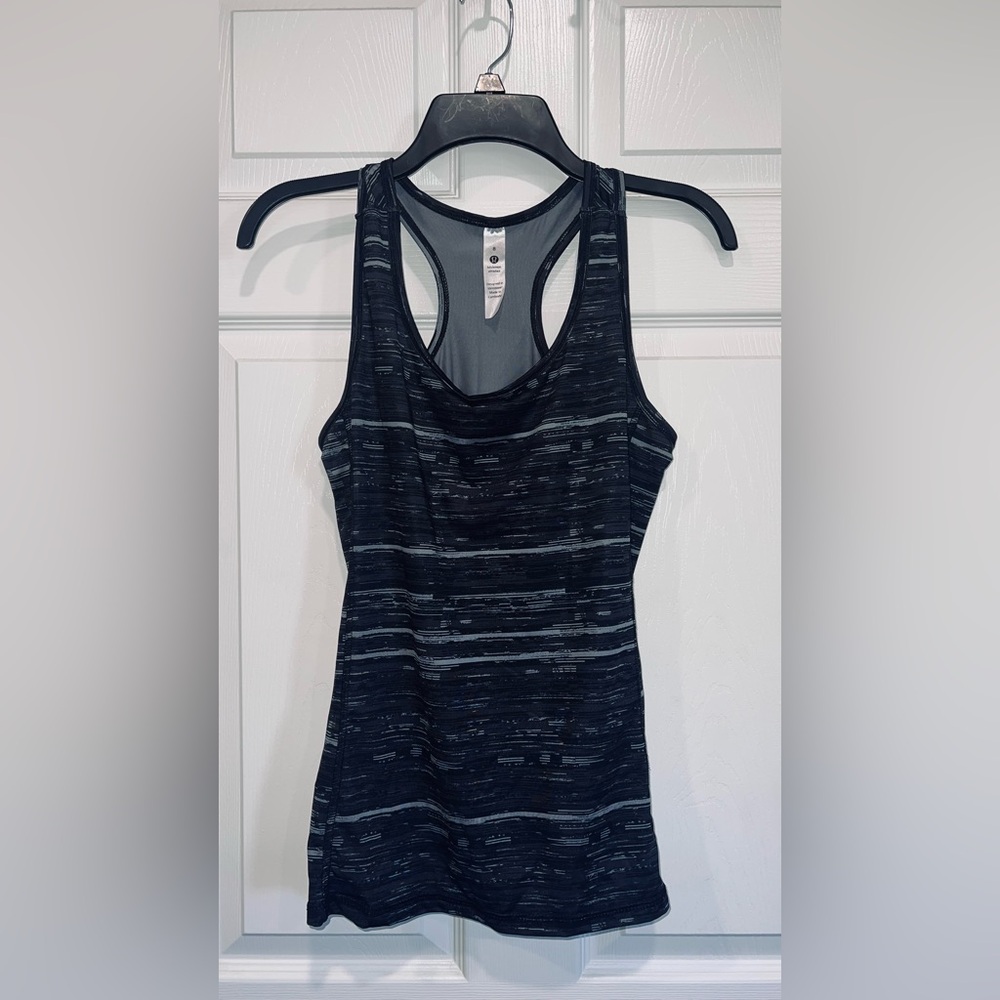 Lululemon Athletica Black and Gray Striped Tank Top